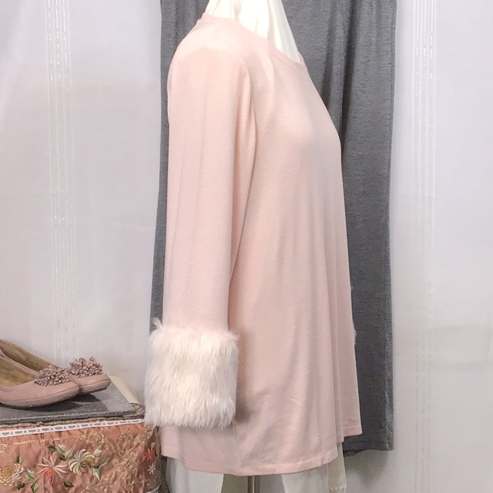 Lane Bryant Faux Fur Cuffs Tunic Sweater - Picture 8 of 9